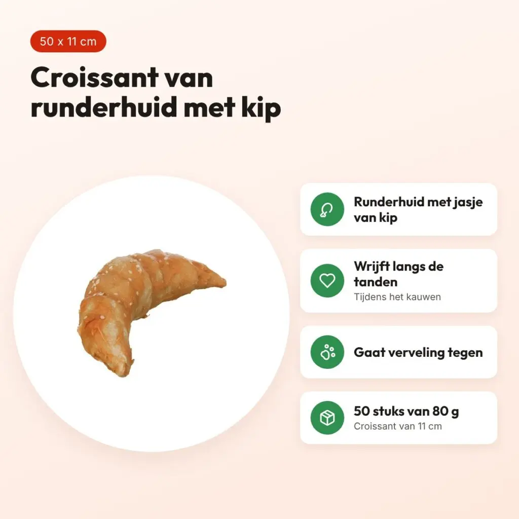 Trixie Denta Fun Chicken Croissant 11 cm – runderhuid met kip, 50 stuks – voordelen