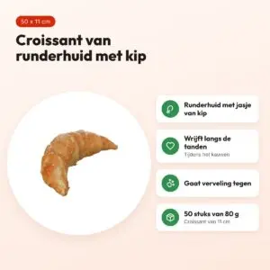 Trixie Denta Fun Chicken Croissant 11 cm – runderhuid met kip, 50 stuks – voordelen