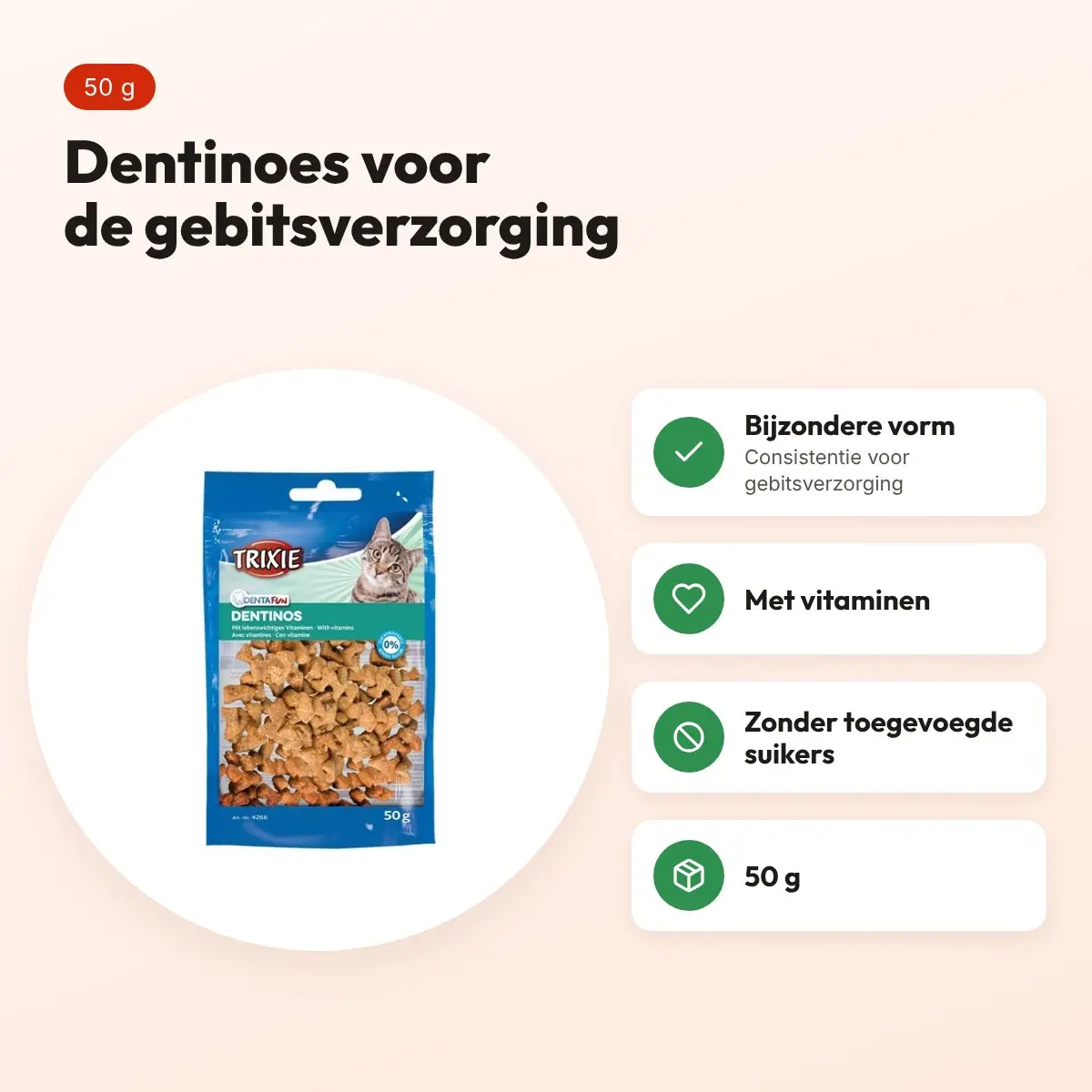 Trixie Denta Fun Dentinoes kattensnoepjes met vitaminen 50 g – voordelen