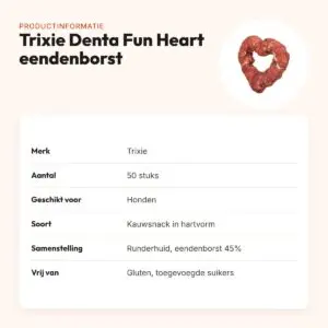 Trixie Denta Fun Heart met eendenborst – kauwsnack, 50 stuks – productinformatie