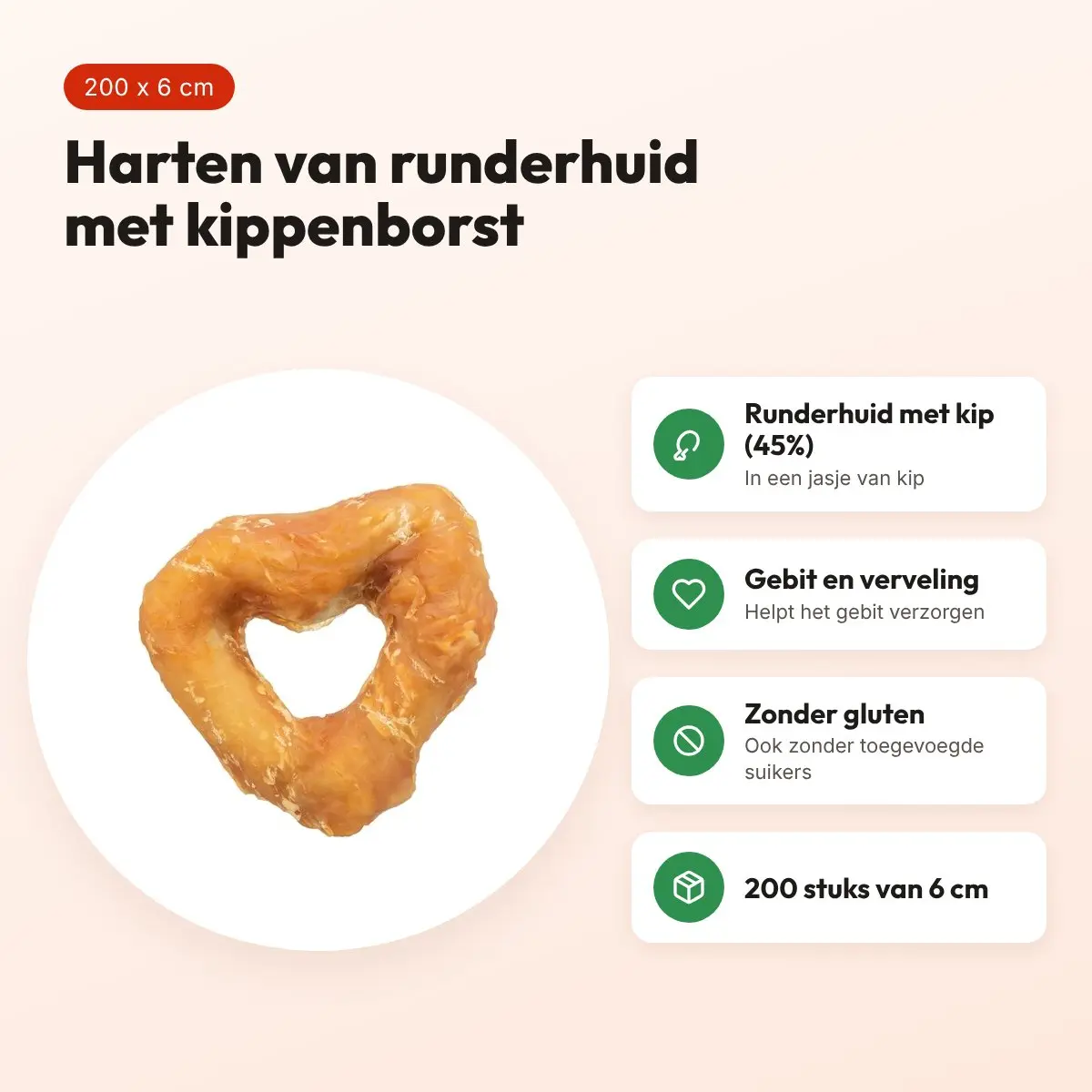 Trixie Denta Fun Heart met kippenborst 6 cm – kauwsnack, 200 stuks – voordelen