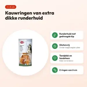 Trixie Denta Fun kauwringen kip 6 cm – 2 stuks, glutenvrij – voordelen