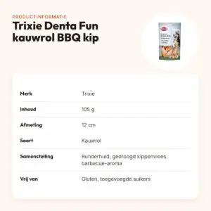 Trixie Denta Fun kauwrol barbecue kip 12 cm – 105 g – productinformatie
