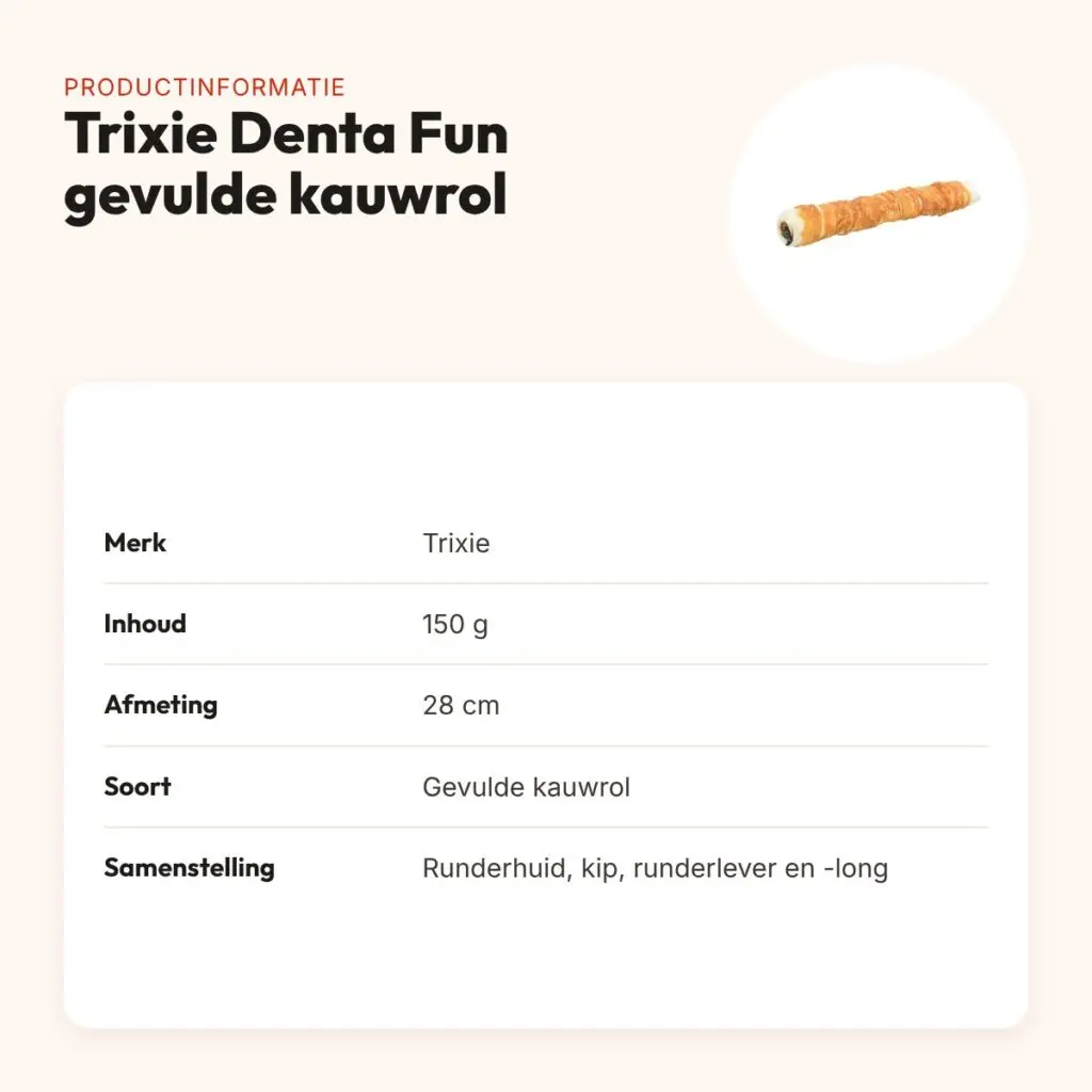 Trixie Denta Fun kauwrol gevuld met kip 28 cm – runderhuid, 150 g – productinformatie