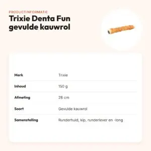 Trixie Denta Fun kauwrol gevuld met kip 28 cm – runderhuid, 150 g – productinformatie
