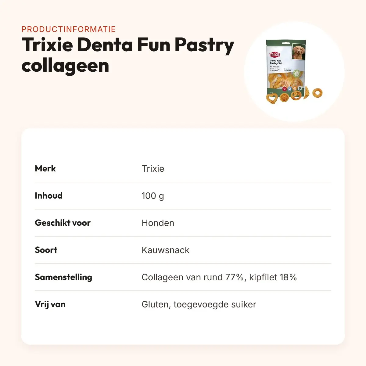 Trixie Denta Fun kauwsnack Pastry met collageen 100 g – kip – productinformatie