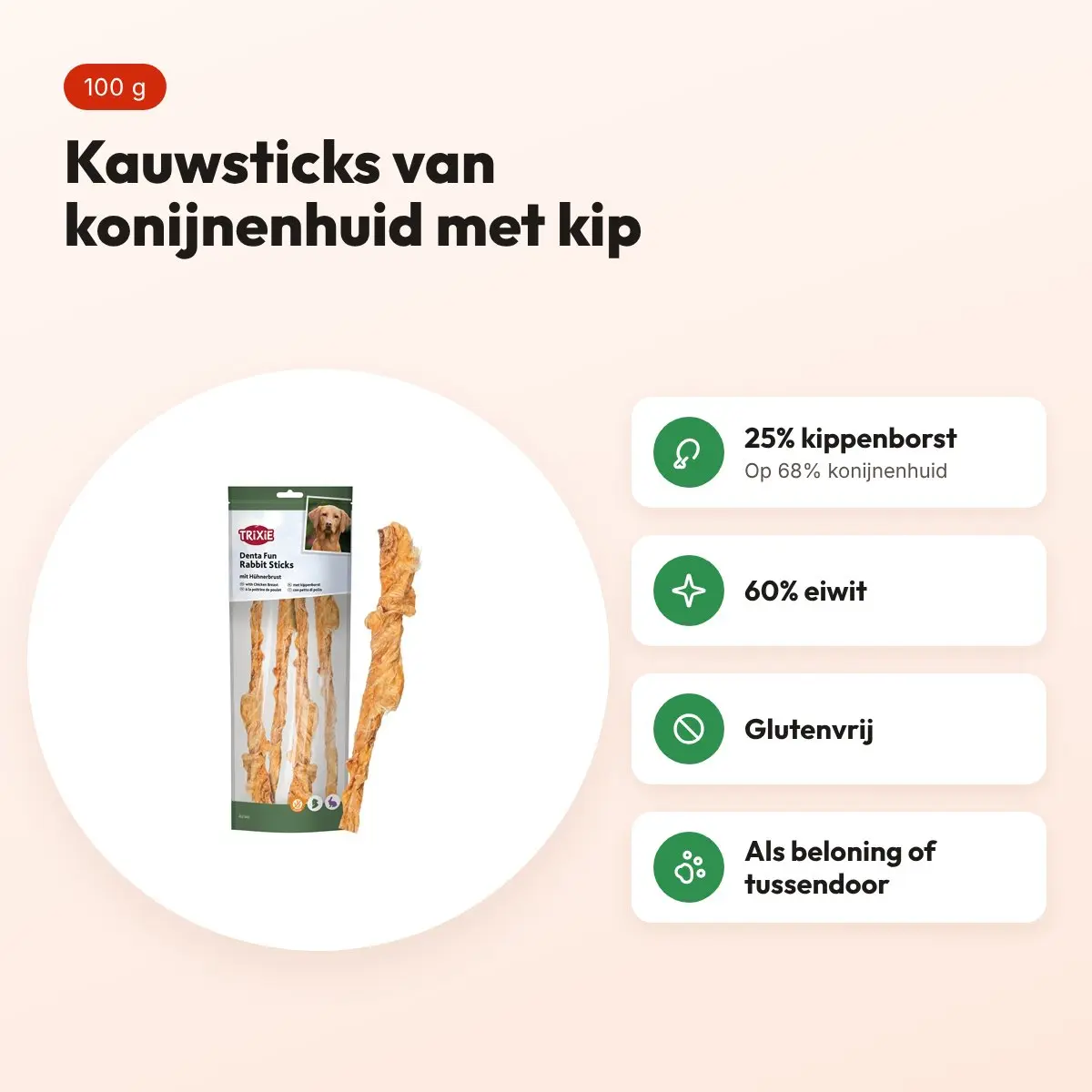 Trixie Denta Fun Rabbit Sticks kauwsnack met kippenborst 100 g – voordelen