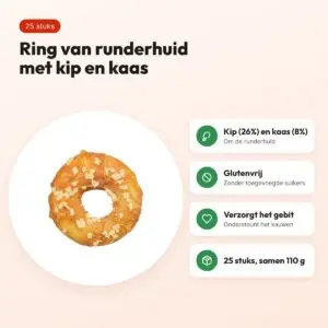 Trixie Denta Fun Ring met kip en kaas 110 g – kauwsnack, 25 stuks – voordelen