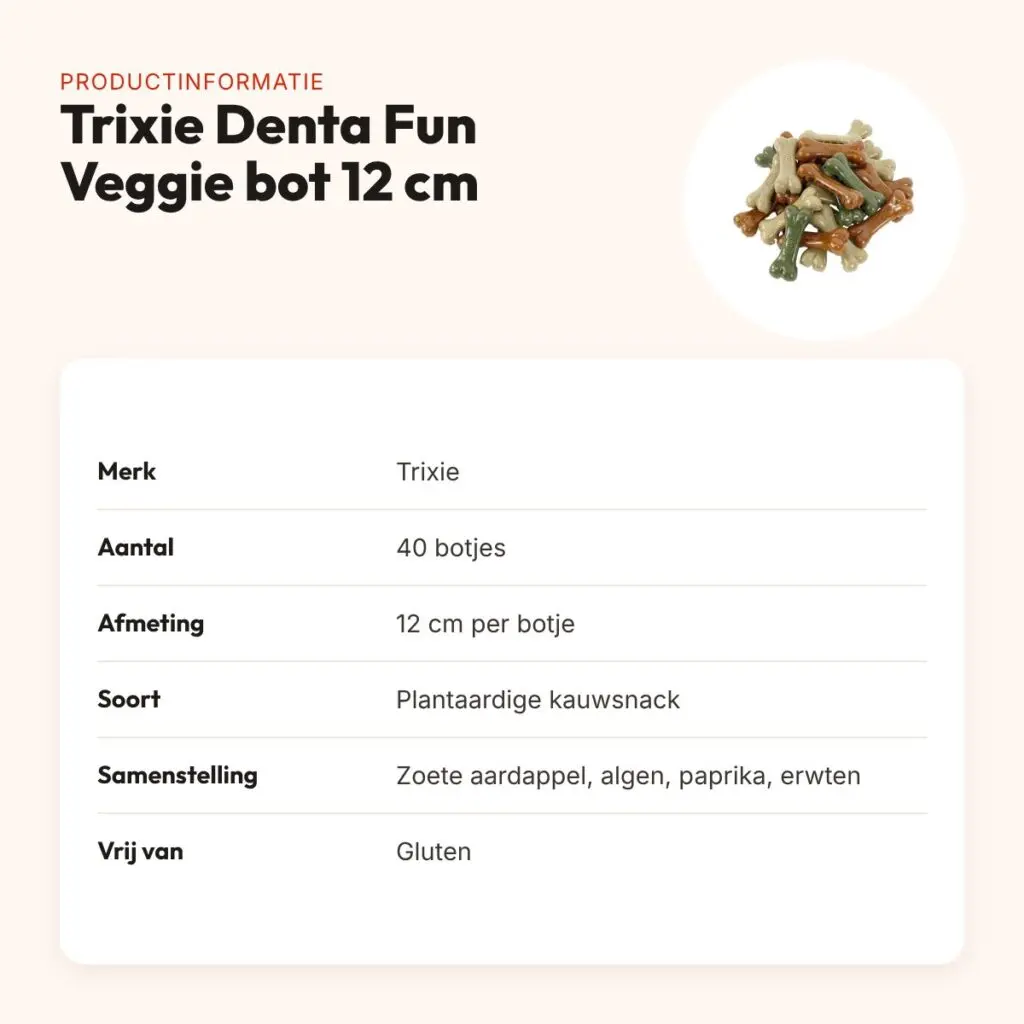Trixie Denta Fun Veggie bot 12 cm – plantaardige kauwsnack, 40 stuks – productinformatie