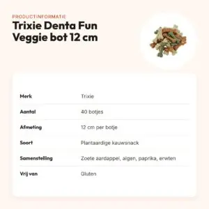 Trixie Denta Fun Veggie bot 12 cm – plantaardige kauwsnack, 40 stuks – productinformatie