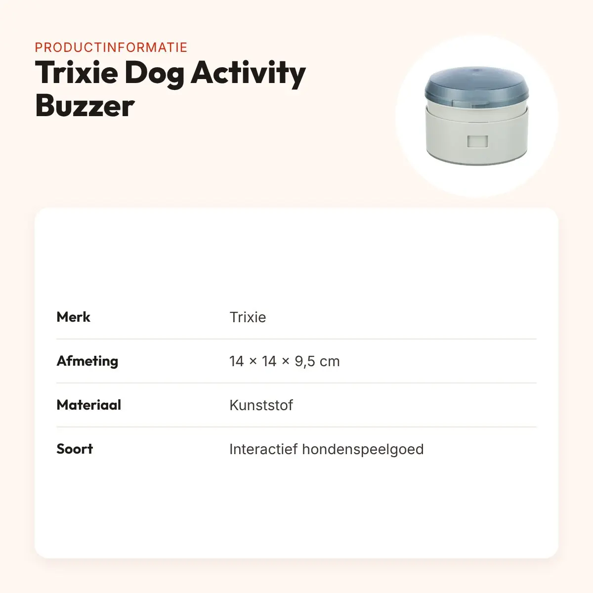 Trixie Dog Activity Buzzer 14 x 14 x 9,5 cm – interactief hondenspeelgoed – productinformatie