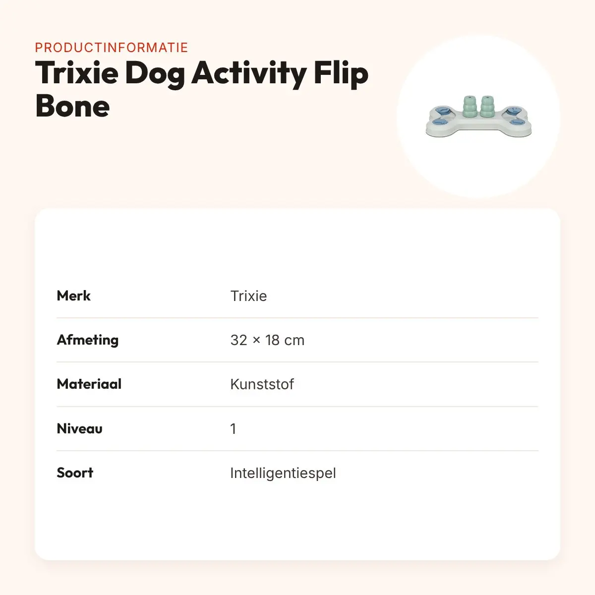 Trixie Dog Activity Flip Bone 32 x 18 cm – intelligentiespel niveau 1 – productinformatie