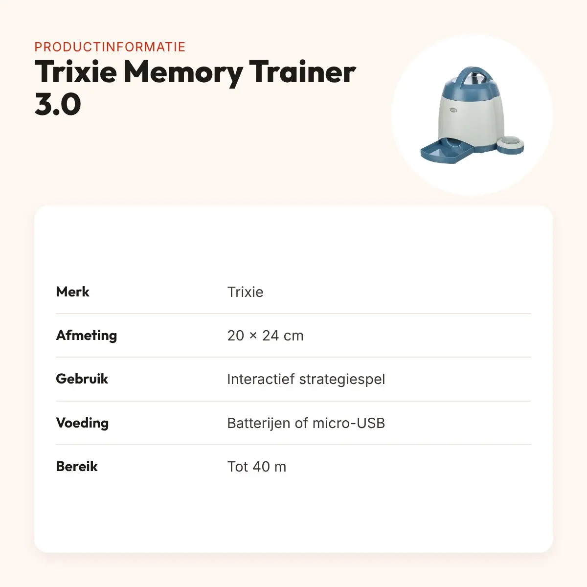 Trixie Dog Activity Memory Trainer 3.0 20 x 24 cm – strategiespel – productinformatie