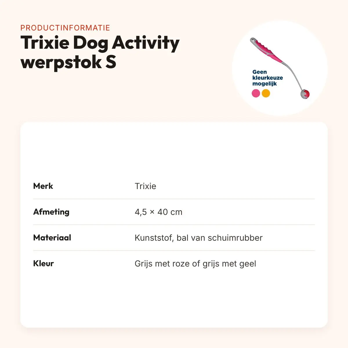 Trixie Dog Activity werpstok Small 4,5 x 40 cm – met schuimrubber bal – productinformatie