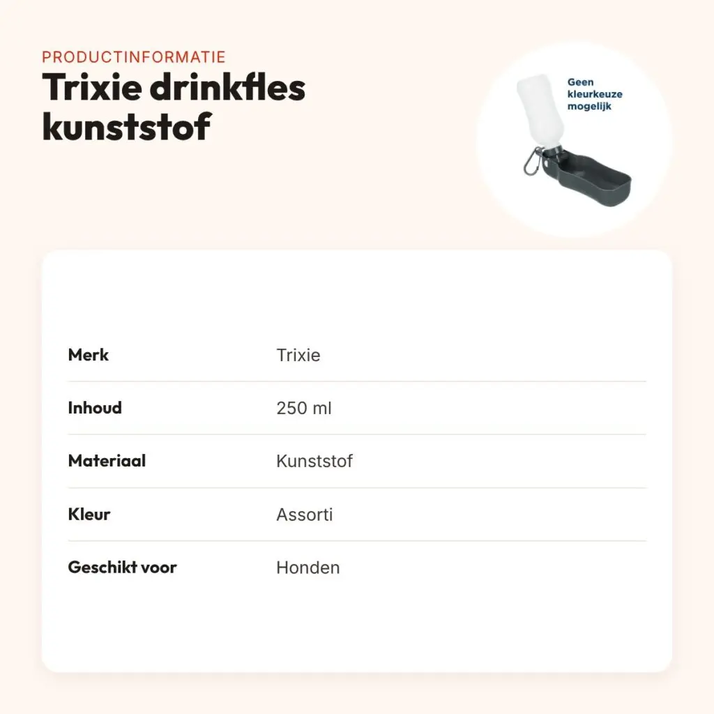 Trixie drinkfles kunststof 250 ml – met uitklapbare bak en karabijnhaak – productinformatie