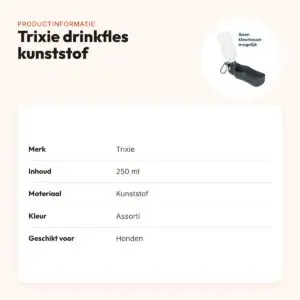 Trixie drinkfles kunststof 250 ml – met uitklapbare bak en karabijnhaak – productinformatie