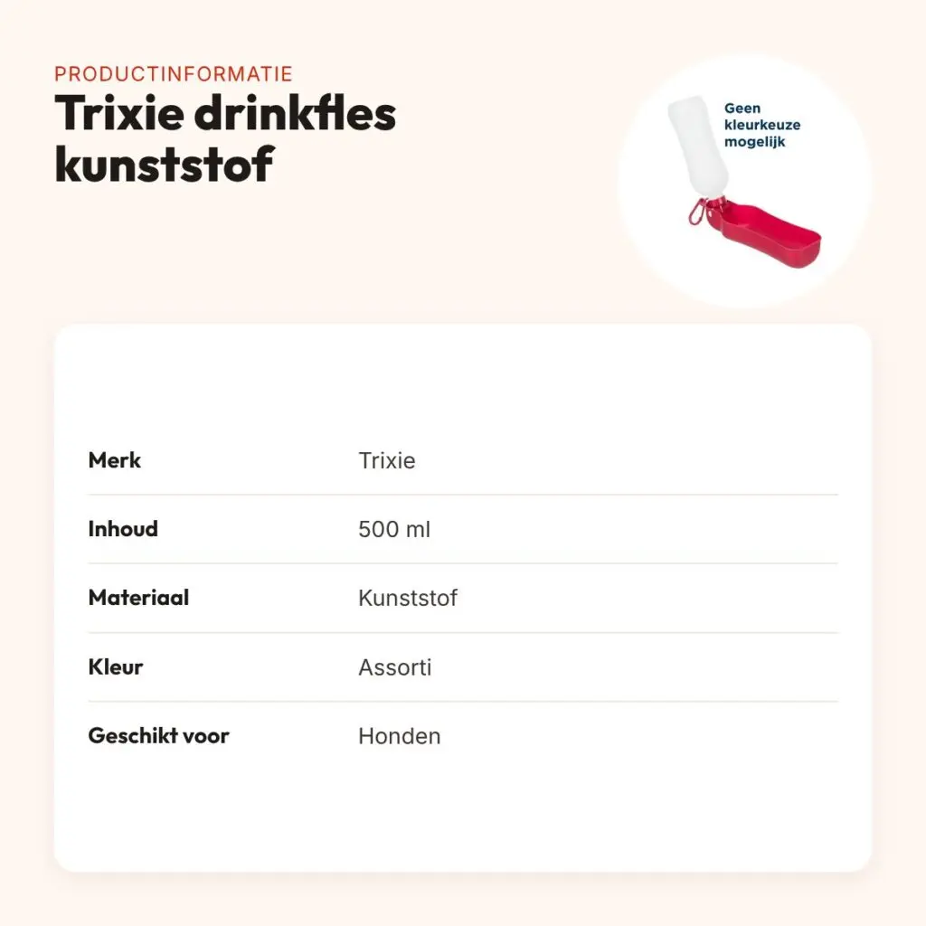 Trixie drinkfles kunststof 500 ml – met uitklapbare bak en karabijnhaak – productinformatie