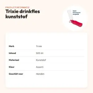 Trixie drinkfles kunststof 500 ml – met uitklapbare bak en karabijnhaak – productinformatie