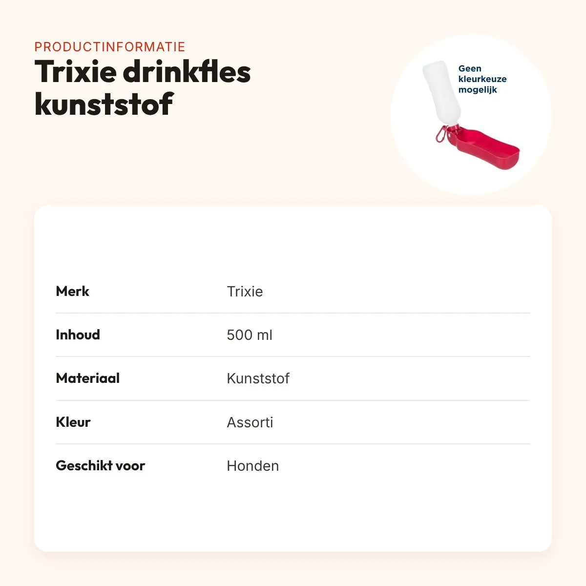 Trixie drinkfles kunststof 500 ml – met uitklapbare bak en karabijnhaak – productinformatie