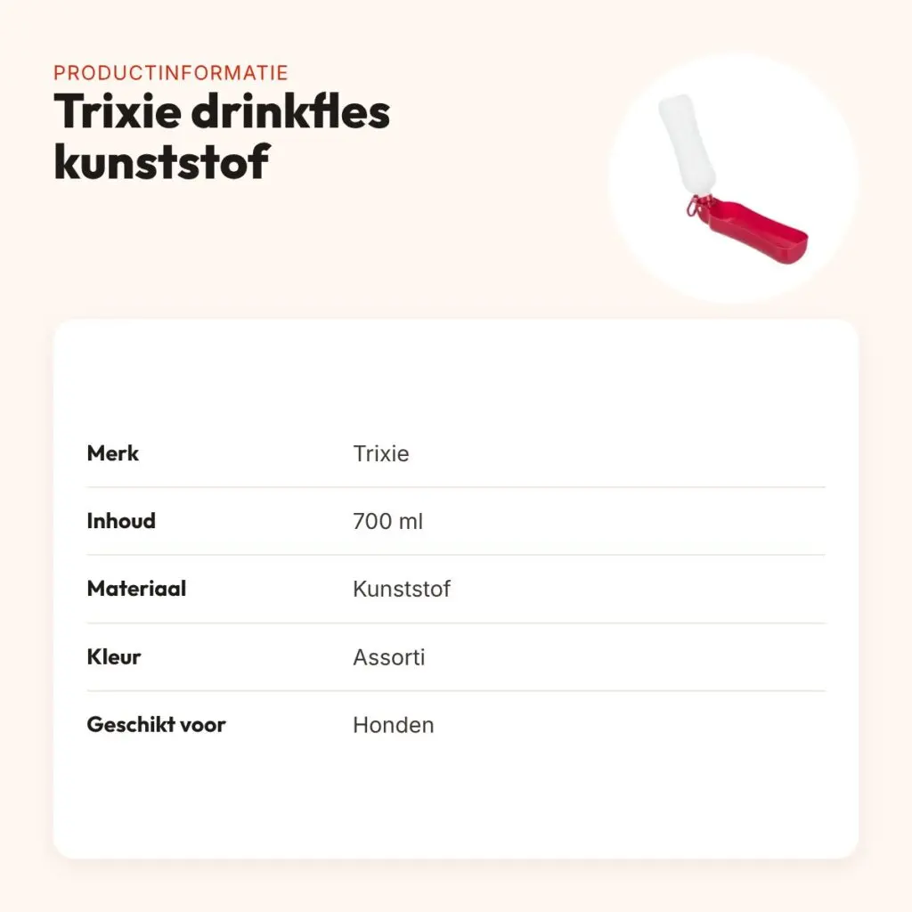 Trixie drinkfles kunststof 700 ml – met uitklapbare bak en karabijnhaak – productinformatie