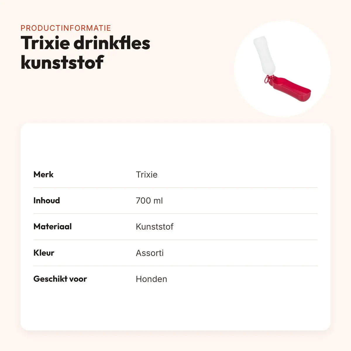 Trixie drinkfles kunststof 700 ml – met uitklapbare bak en karabijnhaak – productinformatie
