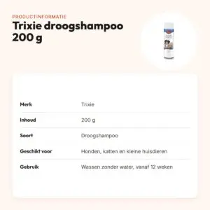 Trixie droogshampoo 200 g – voor honden, katten en kleine huisdieren – productinformatie