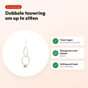 Trixie dubbele touwring naturel 16 cm – zitringen voor vogels – voordelen