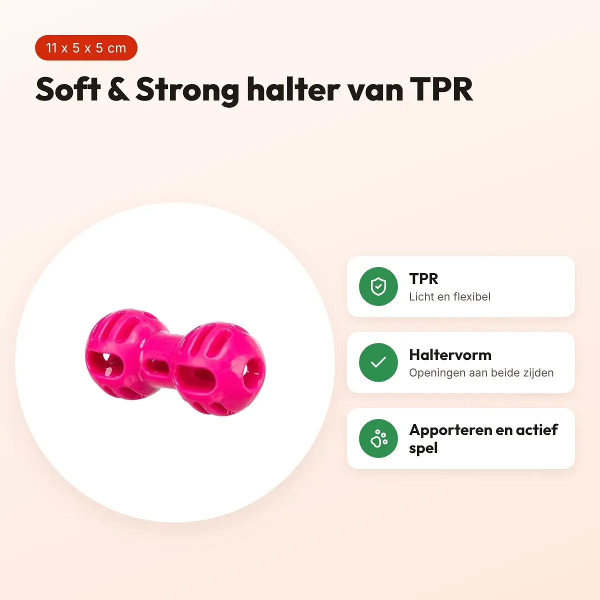 Trixie Dumbell Soft & Strong TPR roze 11 x 5 x 5 cm – hondenspeeltje – voordelen