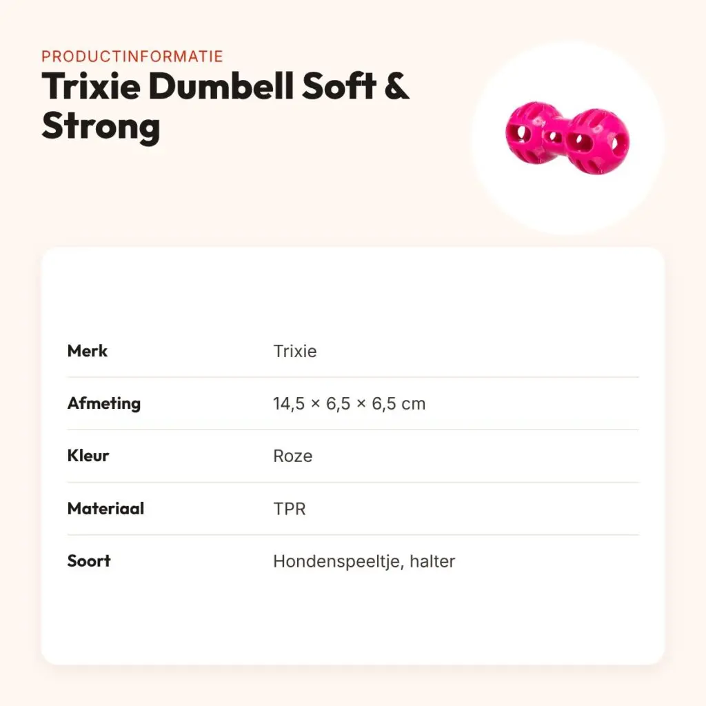 Trixie Dumbell Soft & Strong TPR roze 14,5 x 6,5 x 6,5 cm – hondenspeeltje – productinformatie