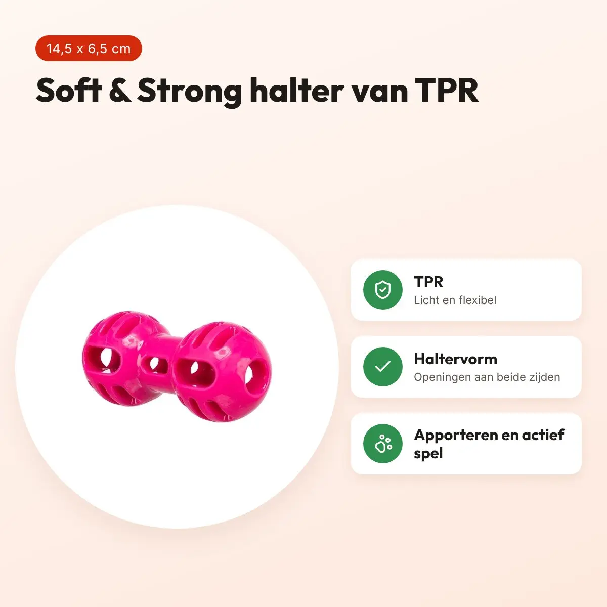 Trixie Dumbell Soft & Strong TPR roze 14,5 x 6,5 x 6,5 cm – hondenspeeltje – voordelen