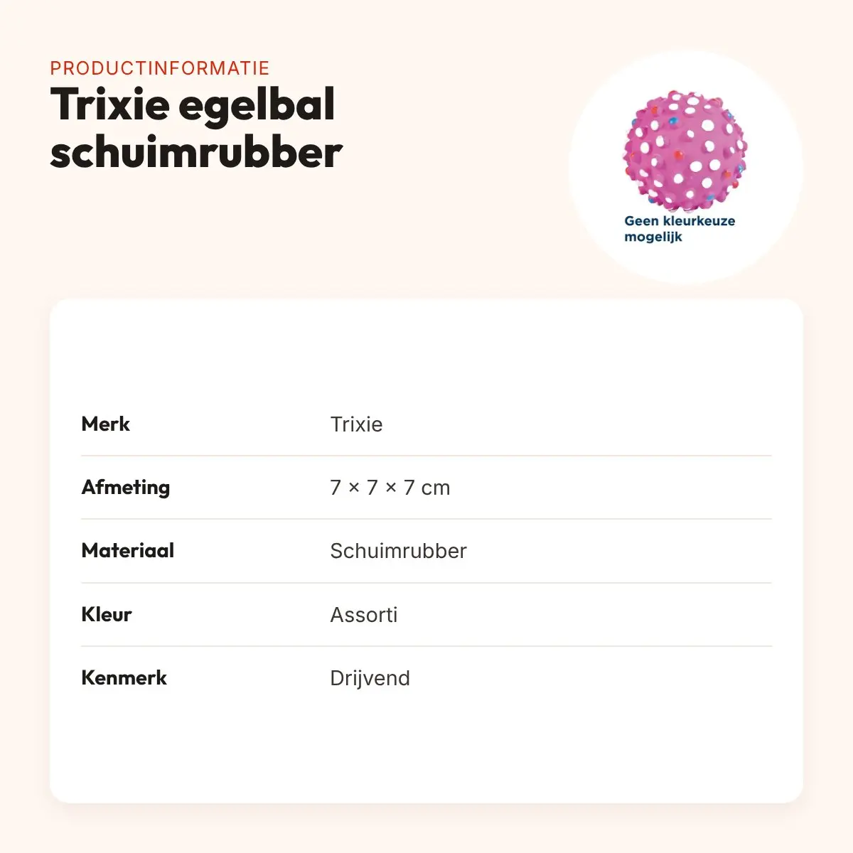 Trixie egelbal schuimrubber 7 cm – drijvende hondenspeelbal, assorti – productinformatie