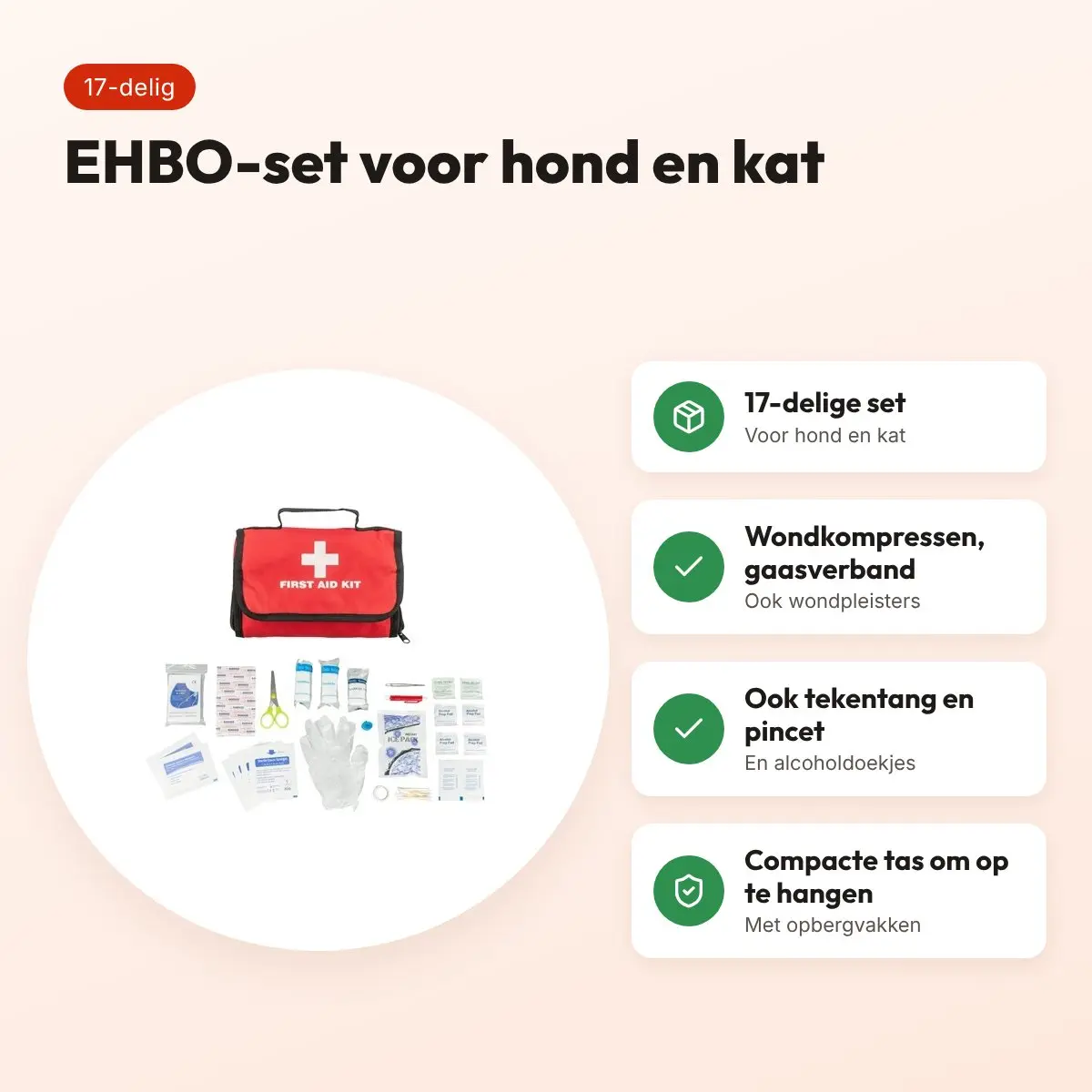 Trixie EHBO-set voor hond en kat 17-delig – met opbergtas – voordelen