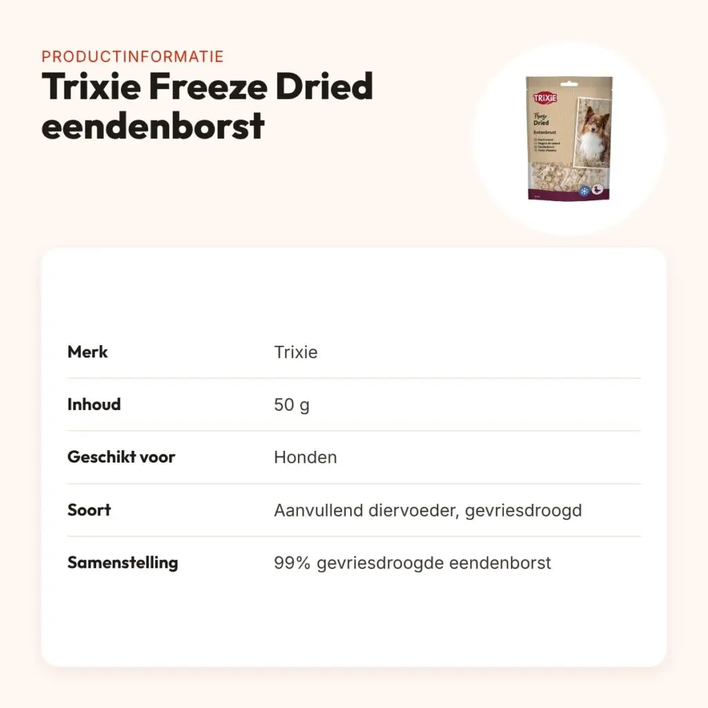 Trixie Freeze Dried eendenborst 50 g – eiwitrijke hondensnack – productinformatie