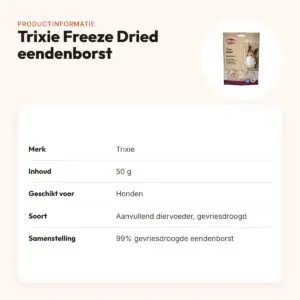 Trixie Freeze Dried eendenborst 50 g – eiwitrijke hondensnack – productinformatie