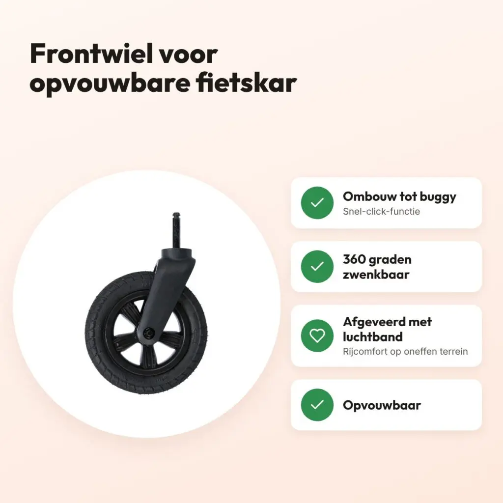 Trixie frontwiel voor opvouwbare fietskar grijs – 360 graden zwenkbaar – voordelen