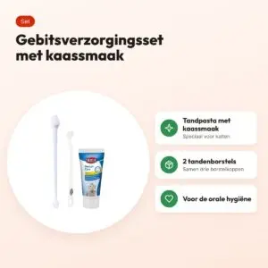 Trixie gebitsverzorgingsset kat – tandpasta kaassmaak, 2 tandenborstels – voordelen