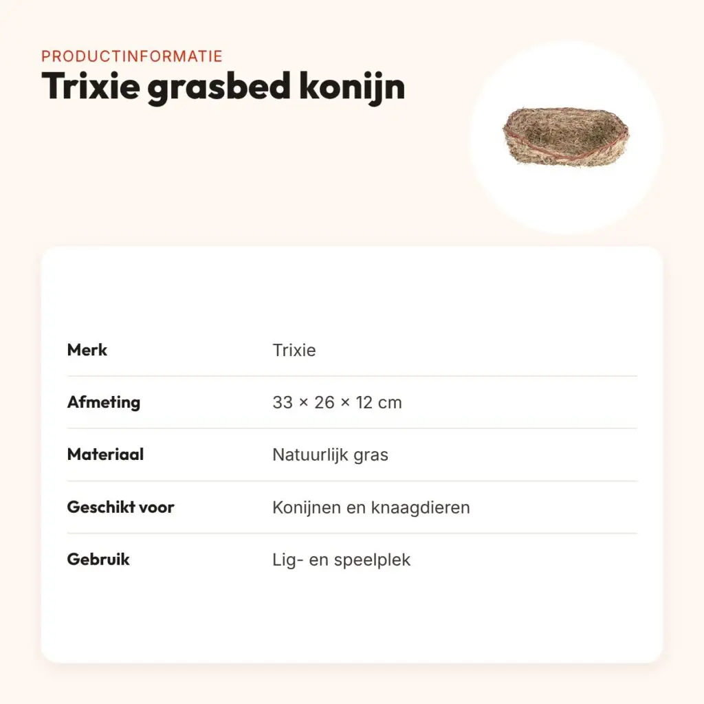 Trixie grasbed voor konijnen 33 x 26 x 12 cm – knaagvriendelijk – productinformatie