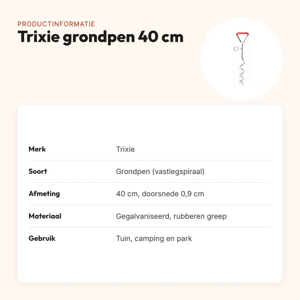 Trixie grondpen 40 cm – gegalvaniseerde vastlegspiraal, doorsnede 0,9 cm – productinformatie