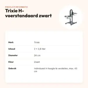 Trixie H-voerstandaard zwart 2 x 2,8 liter 24 cm – individueel verstelbaar – productinformatie