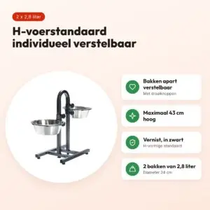 Trixie H-voerstandaard zwart 2 x 2,8 liter 24 cm – individueel verstelbaar – voordelen