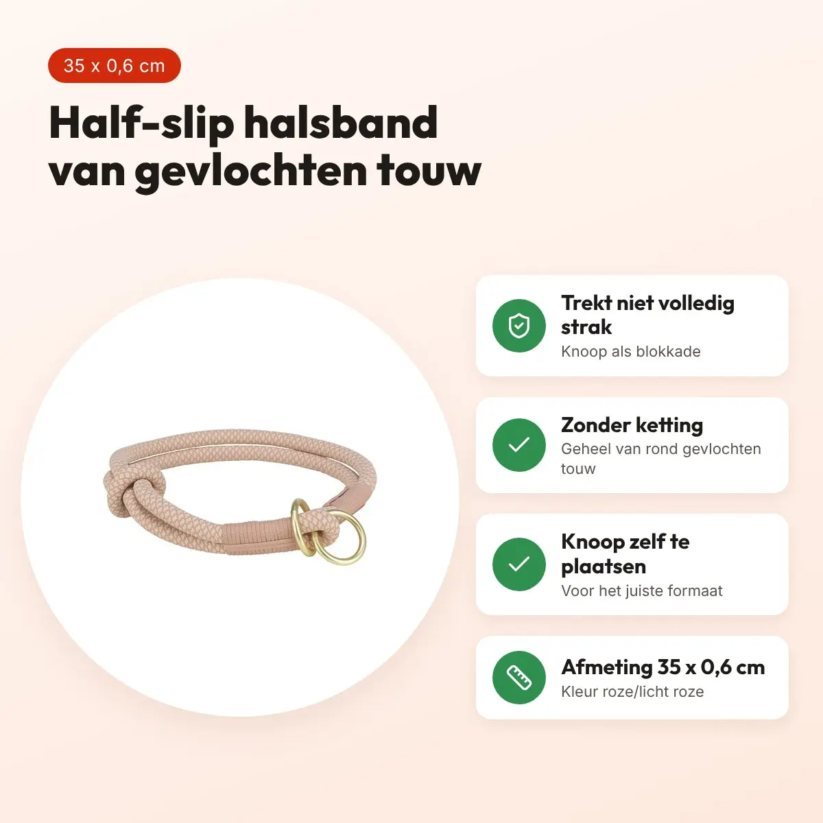 Trixie halsband hond Soft half-slip roze/licht roze 35 x 0,6 cm – voordelen