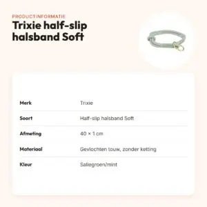 Trixie halsband hond Soft half-slip saliegroen/mint 40 x 1 cm – productinformatie
