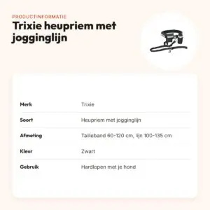 Trixie heupriem met jogginglijn zwart – reflecterend, tailleband 60-120 cm – productinformatie