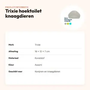 Trixie hoektoilet knaagdieren 16 x 12 x 7 cm – kunststof, assorti kleur – productinformatie