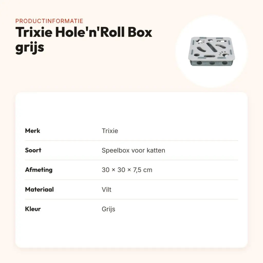 Trixie Hole'n'Roll Box grijs 30 x 30 x 7,5 cm – vilt, voor katten – productinformatie