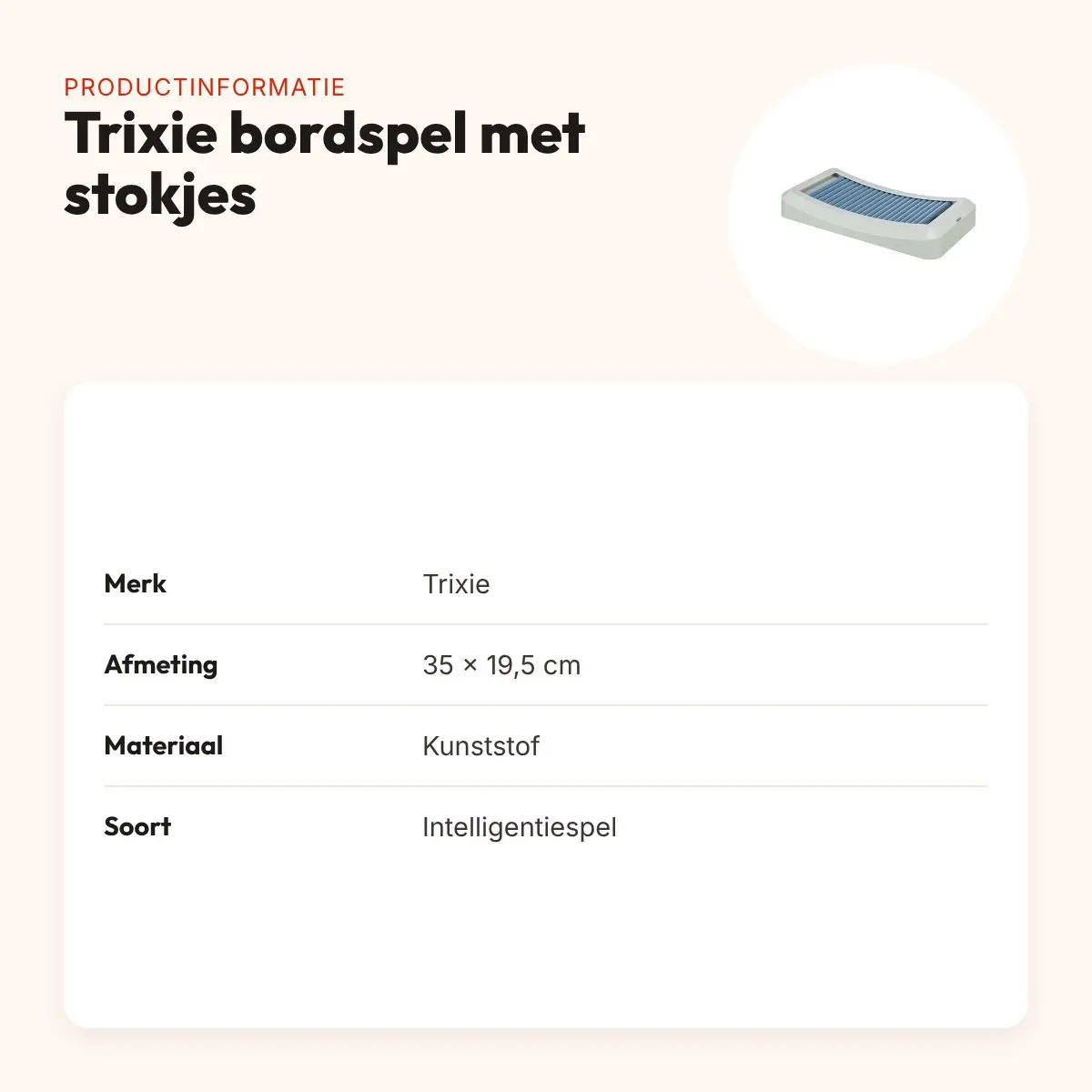 Trixie honden bordspel met stokjes 35 x 19,5 cm – intelligentiespel – productinformatie