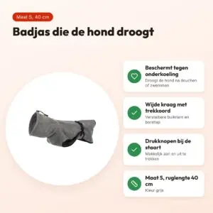 Trixie hondenbadjas badstof grijs S 40 cm – beschermt tegen onderkoeling – voordelen