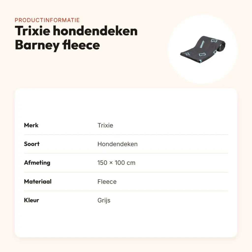 Trixie hondendeken Barney fleece grijs 150 x 100 cm – botjesprint – productinformatie
