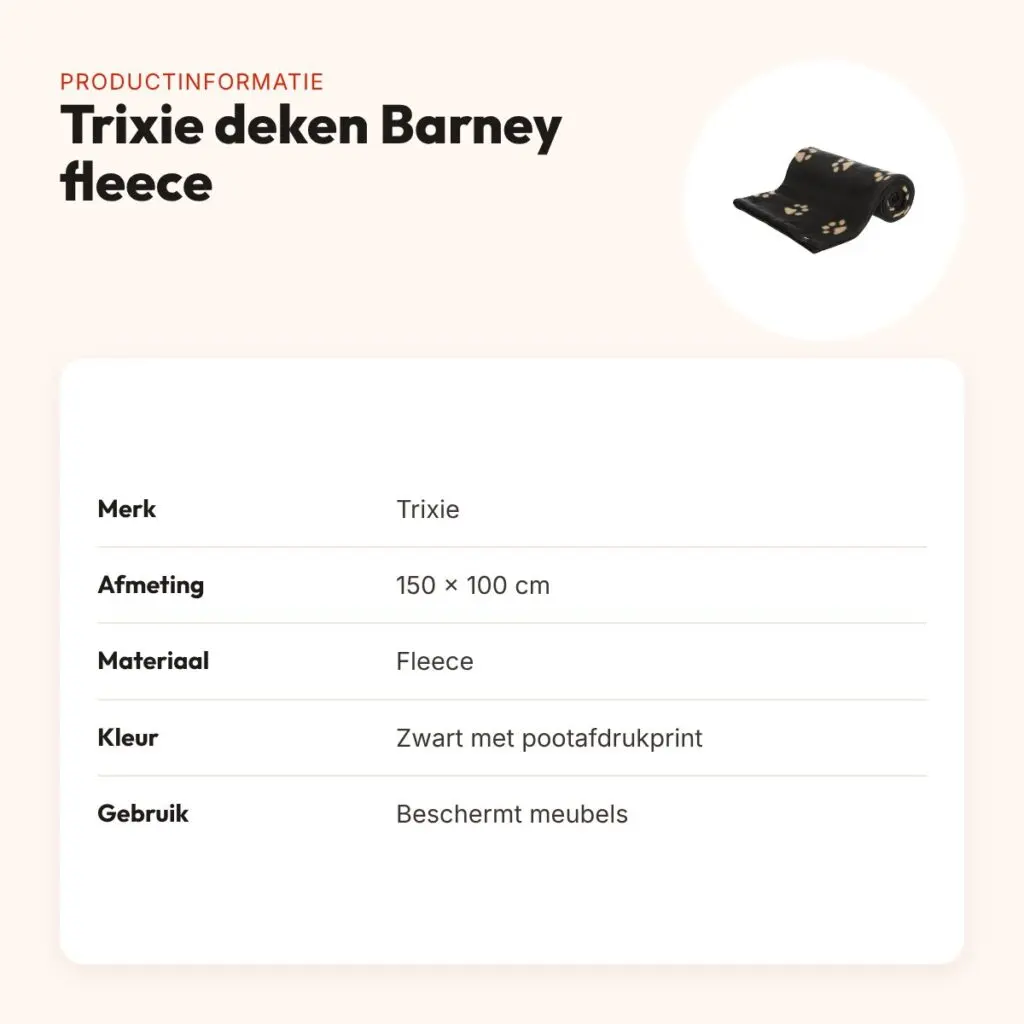 Trixie hondendeken Barney fleece zwart 150 x 100 cm – pootafdrukken – productinformatie