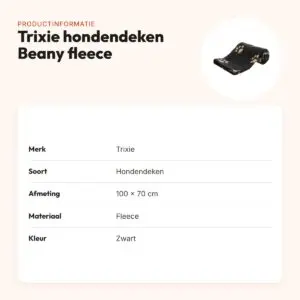Trixie hondendeken Beany fleece zwart 100 x 70 cm – pootafdrukken – productinformatie